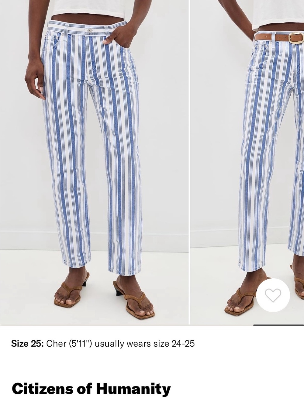 Citizens Of Humanity Blue and White Straight-Leg Striped Jeans - Picture 4 of 5